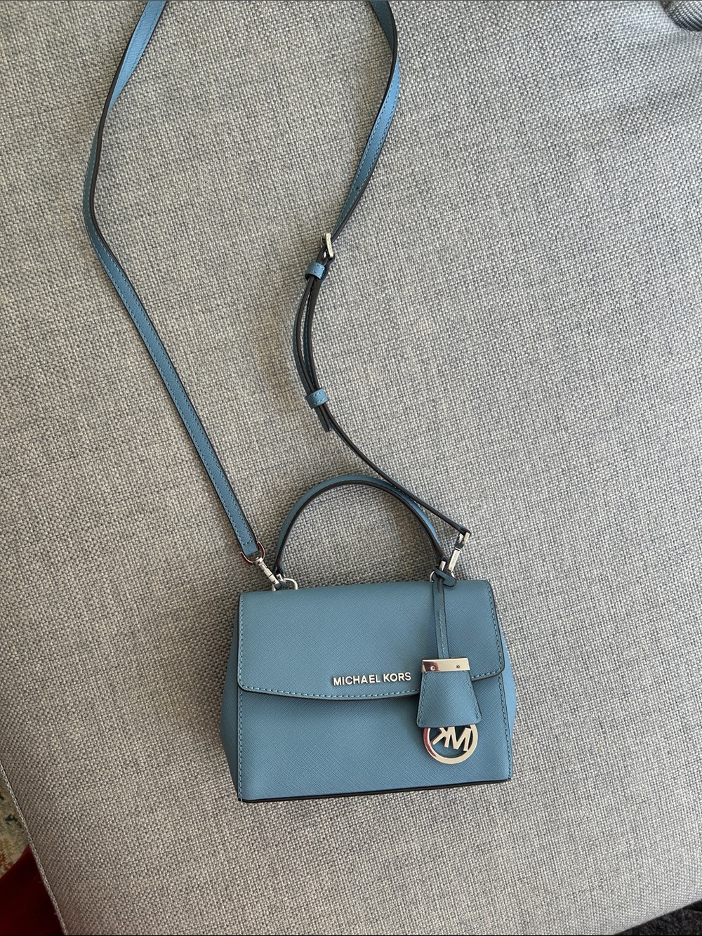 Michael Kors Blue Saffiano Mini Crossbody Satchel